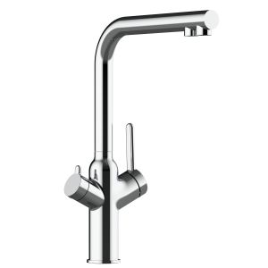 Grifo de cocina 4 vías cromado con caño alto l giratorio 360°, Serie BOD