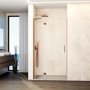 Mampara glass panel fijo + puerta abatible 92-95 cm (25+70) cobre