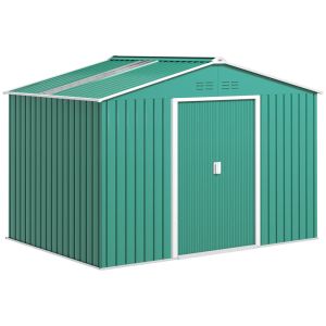 Caseta de jardín 277x195x192 cm acero galvanizado color verde Outsunny