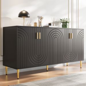 Aparador para salón comedor 2 puertas negro 75x152x40cm