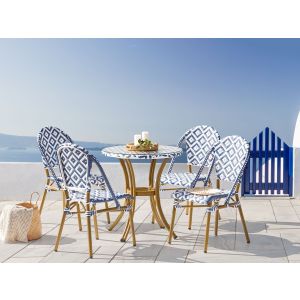 Conjunto de comedor exterior 4 plazas rifreddo ratán sintético azul