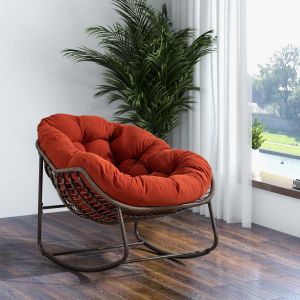 Mecedora ratán sintético naranja acero diseño ergonómico terraza salón