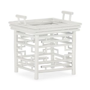 Mesa auxiliar 50x50x45 bambu, ratan blanco