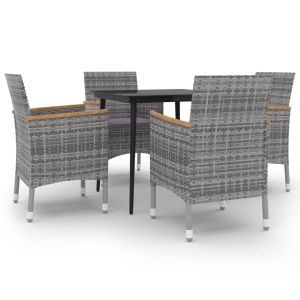 vidaXL set comedor de jardín 5 pzas y cojines ratán sintético y vidrio