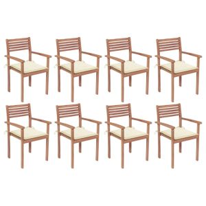 vidaXL sillas apilables de jardín 8 uds madera de teca con cojines