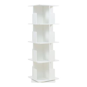 Estantería giratoria talöpintaa de 4 niveles 129x40x40cm blanco [en.casa]