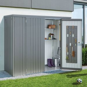 Armario metalico biohort alto jardin color plata metalizada 230 large