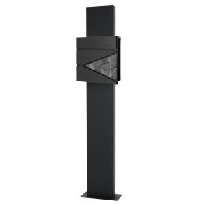 Buzón para cartas y periódicos 37x37 de acero antracita / negro + soporte