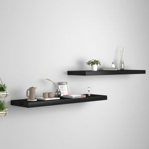 Estantes flotantes de pared 2 uds mdf negro 90x23,5x3,8 cm