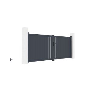 Pack puerta abatible 3,5m h.140cm giona + 2 postes eifel a.166cm gris