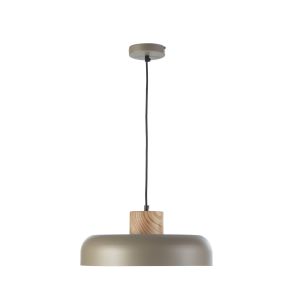 Lámpara techo aluminio color arena embellecedor madera