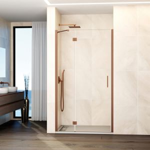 Mampara de ducha glass 119.5-125cm - fijo 50cm + puerta 70cm - cobre