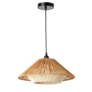 Lámpara coLGante “akar” ø40cm pantalla de papel trenzado, diseño wabi‑sabi