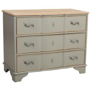 Comoda de madera lacada verde envejecido, 3 cajones 100x50x80
