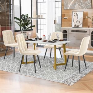Conjunto de mesa y sillas mdf beige para cocina y comedor con 4 sillas