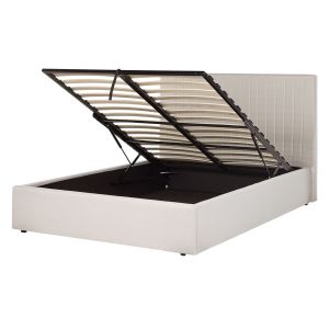 Cama con almacenaje vion tela beige claro 140 x 200 cm