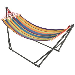 Hamaca 270x100x94 cm acero, algodón multicolor Outsunny