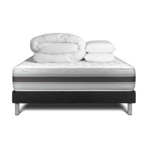 Pack cama completa - colchón 160x200cm + somier con láminas (kit) + 2 almoh