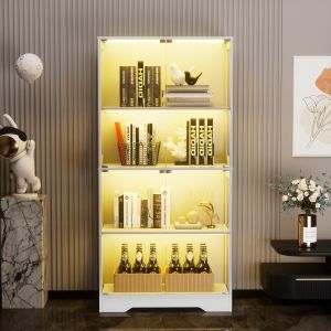 Vitrina con LED y sensor de movimiento 2 puertas blanco 165x80x35cm