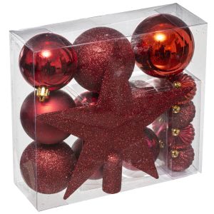 Kit de bolas de navidad 18 piezas rojo