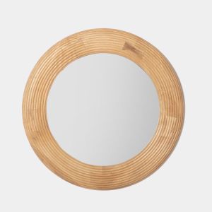 Espejo redondo de pared ø68 en madera de mango aura