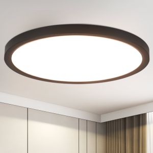 Nettlife plafón LED plano negro 4000k dormitorio 24w baño pasillo redondo