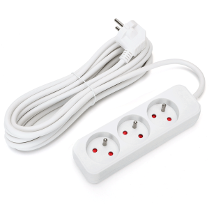 Aigostar regleta alargador de 3 enchufes 16a 2p + e,cable 5m,blanco