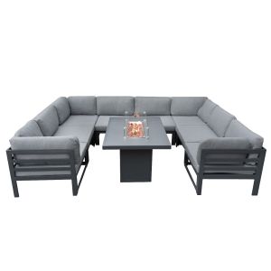 Mueble modular de jardín  9 plazas sillón y mesa para fogata - gris