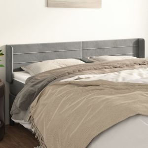 Cabecero de terciopelo gris claro 183x16x78/88 cm