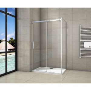 Mampara de ducha corredera frontal+panel lateral,1400x700x1950mm