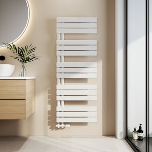Emke toallero agua caliente 132x50cm, diseño plano, blanco brillo, 661w