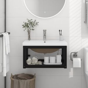 Estructura de baño con lavabo incorporado hierro negro es9189