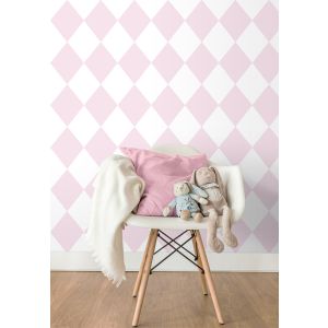 Papel pintado rombos rosa