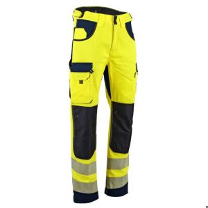 Pantalón de alta visibilidad reforzado defense con bolsillos para rodillera
