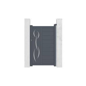 Pack puerta peatonal life 1m h.160cm + 2 postes a.190cm gris