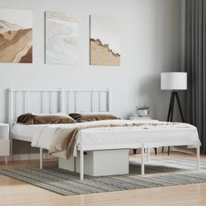 Cama sin colchón con cabecero metal blanco 140x190cm es8511