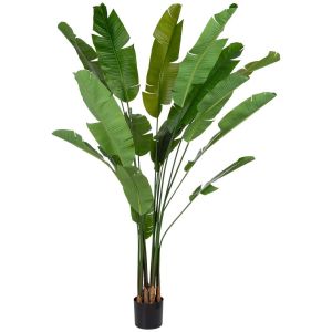 Sterlitzia decorativa artificial con 18 hojas verde 95x95x240