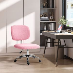 Silla de oficina rosa poliéster giratoria sin reposabrazos altura ajustable