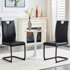 Conjunto de sillas de comedor pu negro set de 2 diseño curvo