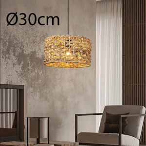Lámpara colgante de techo de ratán natural ø30cm estilo rústico boho, E27