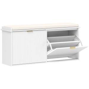 Banco zapatero 104x26x47.5 cm mdf color blanco Homcom