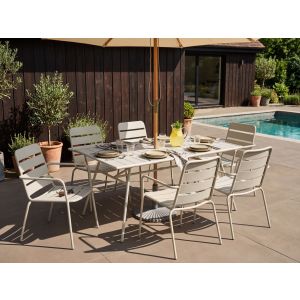 Conjunto de comedor exterior 6 plazas terenzo metal beige claro