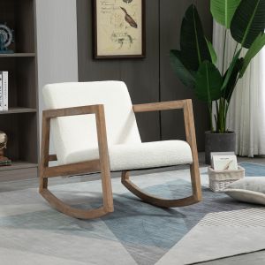 Sillón mecedor poliéster blanco crema salón dorm oficina 60x81x71