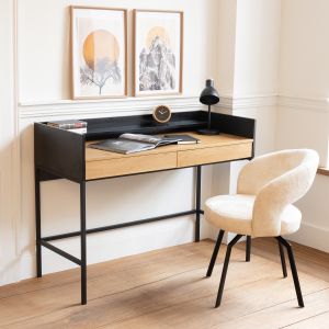 Escritorio madera y negro con 2 cajones arthur