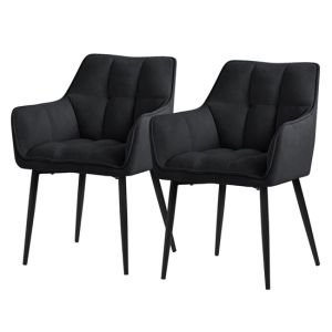2x sillas de comedor negras de tejido de rizo asiento ergonómico con patas