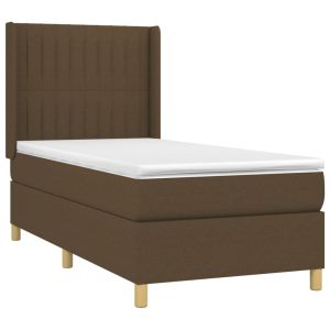 vidaXL cama box spring colchón y luces LED tela marrón oscuro 80x200cm