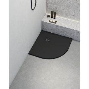 Plato de ducha poalgi - 80x80 cm semicircular - negro - extraplano