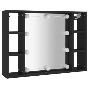 vidaXL mueble con espejo y LED negro 76x15x55 cm