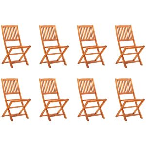 vidaXL sillas de jardín plegables 8 pzas madera maciza de eucalipto