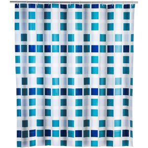 Cortina de baño fabricada en PVC 180x200cm estampado azul y blanco 19140 we